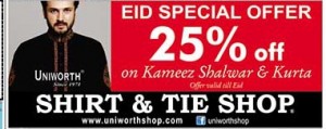 UNIWORTH EID SPECIAL OFFER 25% OFF ON Kameez Shalwar & Kurta